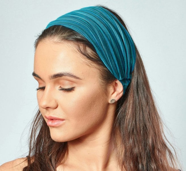 Antonia York Teal Blue Striped Headband | Ziggy Nepalese Cotton Bandana