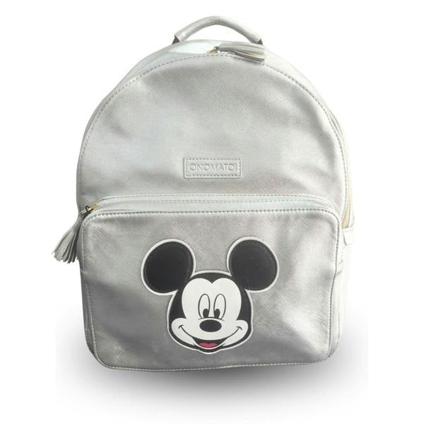 Onomato! Disney Mickey Mouse Backpack with Adjustable Padded Straps Silver