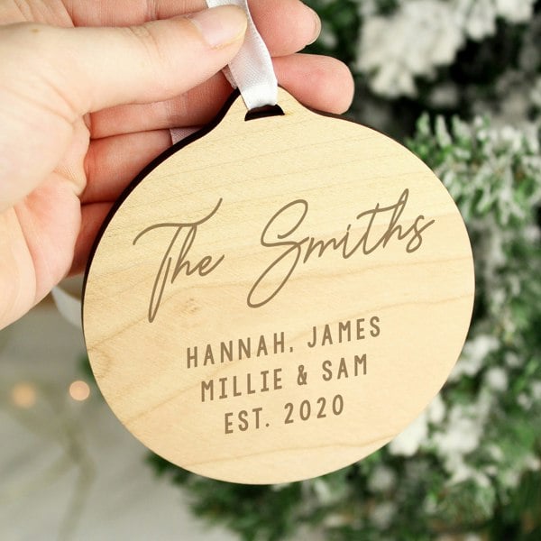 Personalised Memento Company Personalised Free Text Round Wooden Decoration