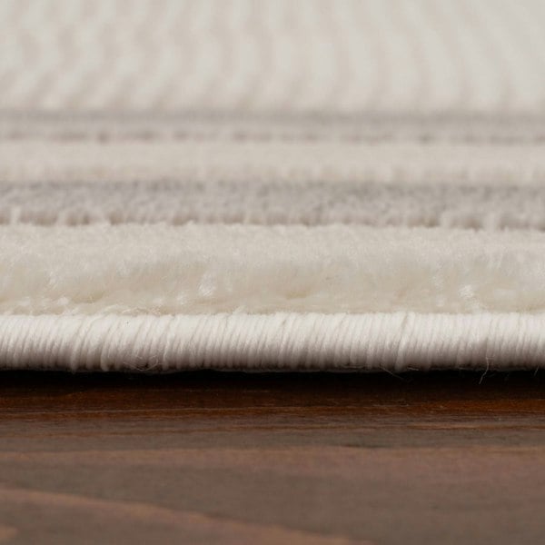 Bordered Living Room rug, grey-cream colours, stain-resistant and non-shedding