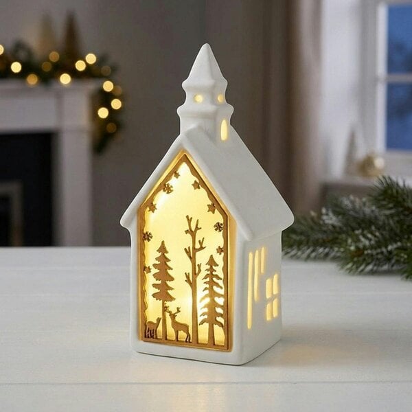 Garden Greatness Festive Light Up Ceramic House Scene