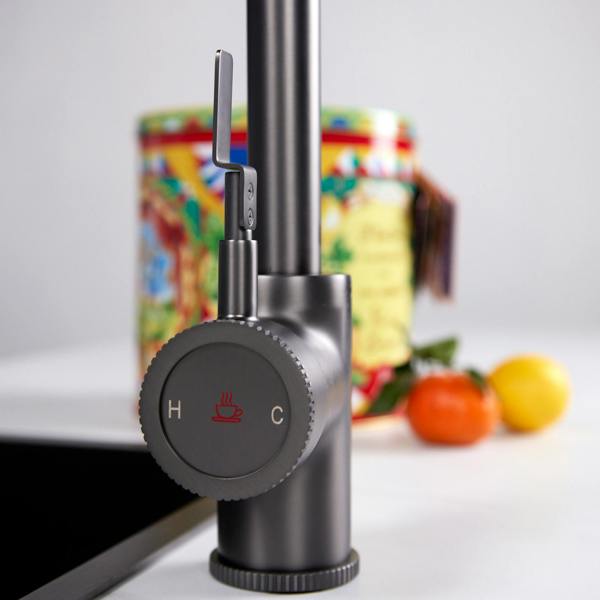 Flode kraft Solo | Industrial Style Single Lever 3 in 1 Instant Boiling Tap | Gun Metal Finish