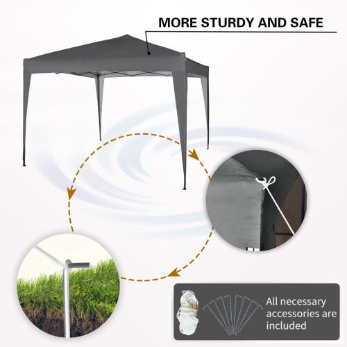 3x3m Pop up Gazebo Outdoor Patio Canopy Tent Grey 4