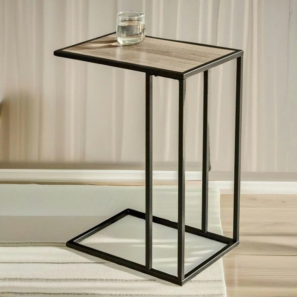 Rafaelo Mobilia Industrial C-Shaped Sofa End Table Brown