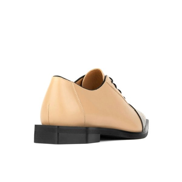 Embassy London Sloan - Cream - Women's Leather Oxford with Snakeskin toe