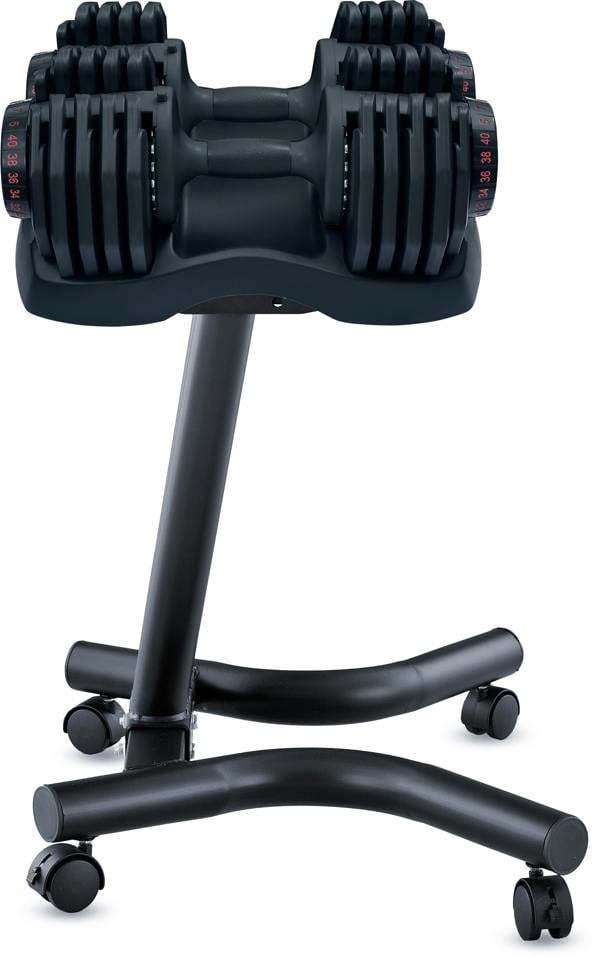 Strongology Durable Steel Universal Adjustable Dumbbell Floor Stand, Space Saver Adjustable Weights Rack with 2 40kg Adjustable Dumbbells