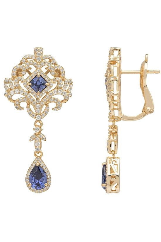 Latelita Claridge Drop Earrings Tanzanite Gold