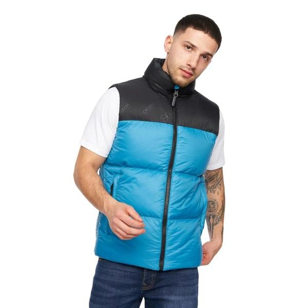 Crosshatch Mens Demerley Contrast Panel Gilet - Petrol/Black - 