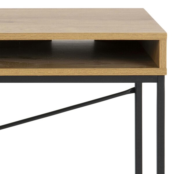 Wyld Haus El Paso Office Desk 1 Drawer Black Metal and Wild Oak Effect