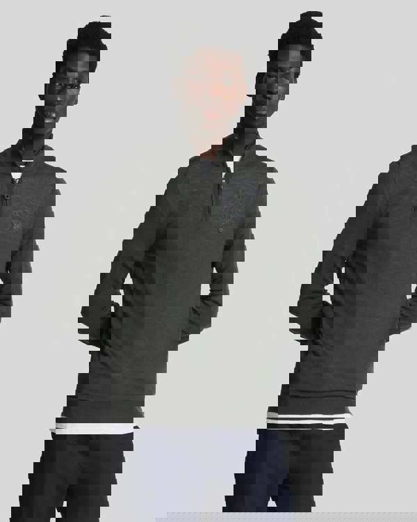 Lyle & Scott Tonal Eagle Merino Mens Quarter-Zip Jumper - W635 Gunmetal