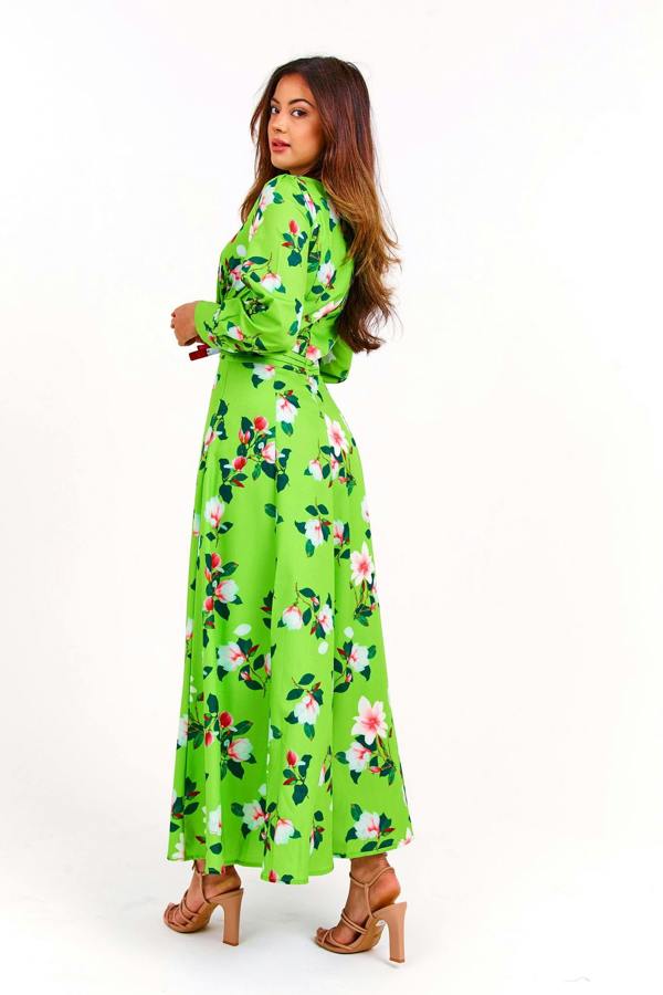 LuvForever Green Floral Long Summer Dress