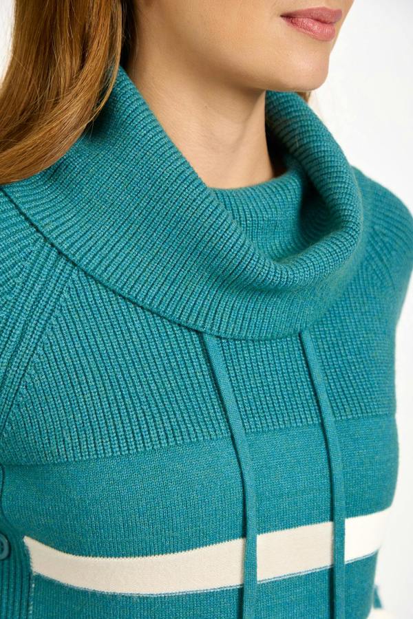 Mudflower Stripe Knit Cowl Neck Jumper