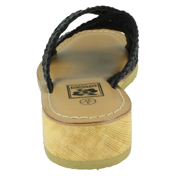 Down to Earth Ladies Down To Earth Low Wedge Leather X Strap Mule Sandal F00430