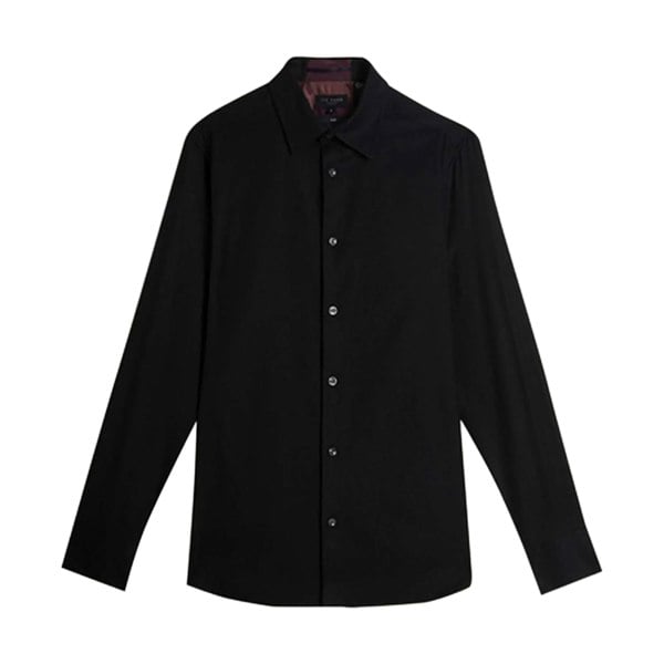 Ted Baker Mens Lecce Textured Stripe Long-Sleeved Shirt - Black