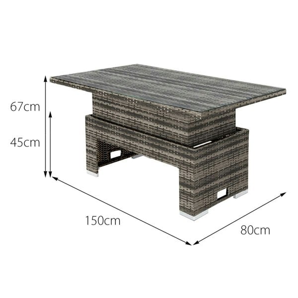 Oseasons Malta Rattan 6 Seat Rising Table Corner Set in Walnut Grey