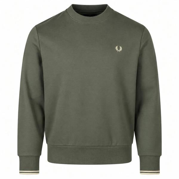 Fred Perry Crew Neck Sweatshirt Field Green/Oatmeal