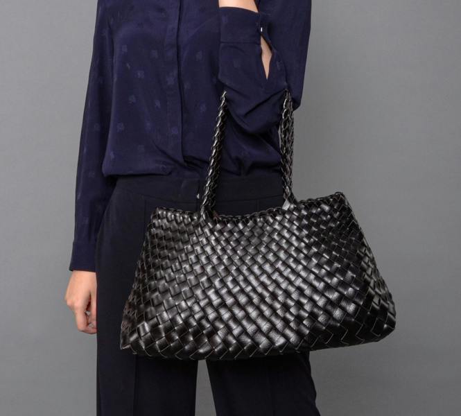 RIMINI Hand Woven Shoulder Bag 'Donna' - Black
