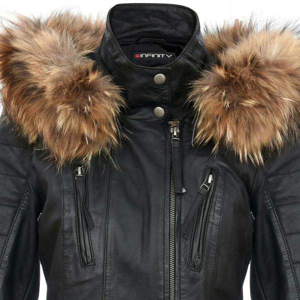 Infinity Leather Womens Quilted Leather Parka Jacket-Curitiba