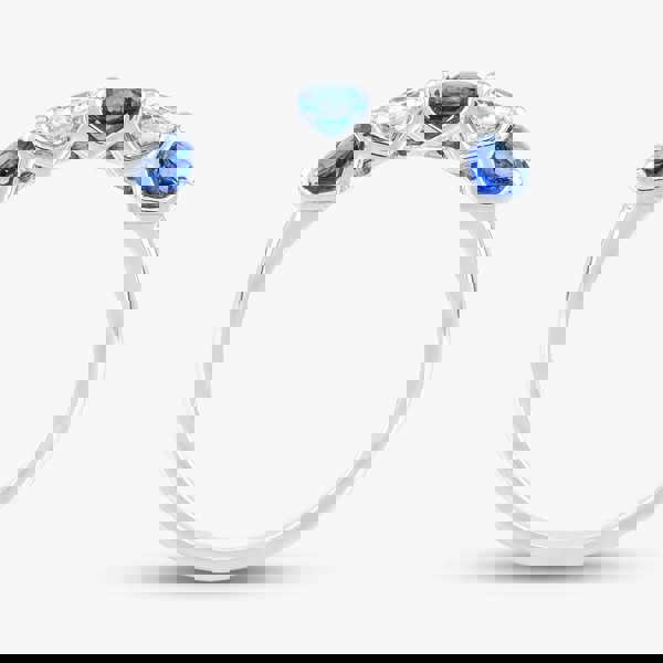 T. H. Baker Platinum Blue 0.72ct Sapphire & 0.43ct Brilliant Cut Diamond Half Eternity Ring 22707