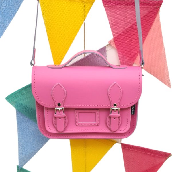 Zatchels Leather Midi Satchel - Hot Fuchsia Pink