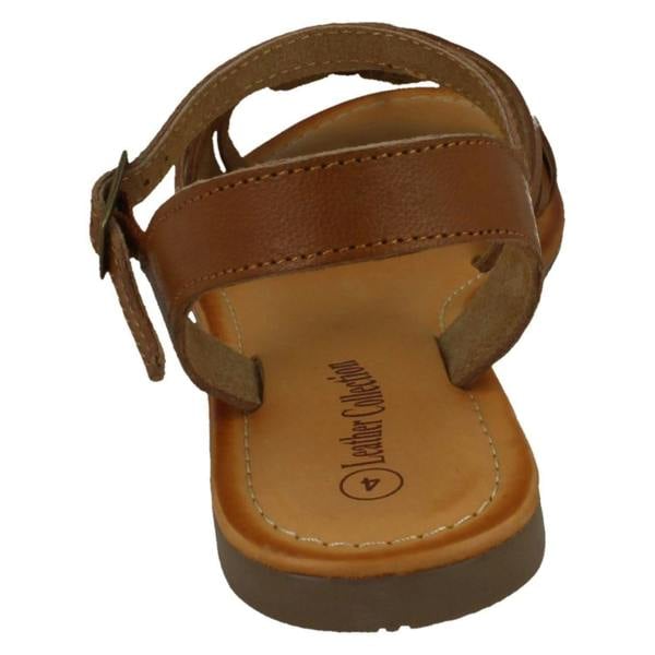 Leather Collection Ladies Leather Collection Flat Strappy Sandals F00200