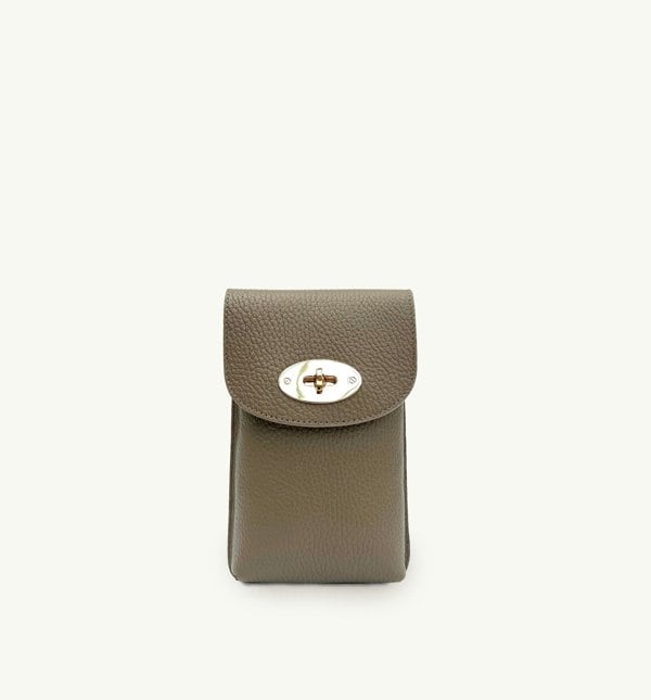 Apatchy London Mushroom Leather Frankie Phone Bag