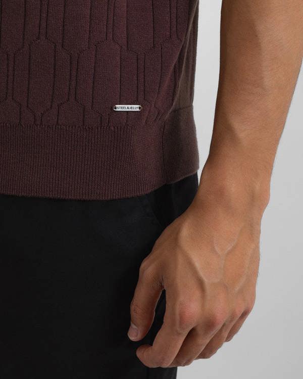 Steel & Jelly Tarvin - Geo Texture Knitted Polo Shirt