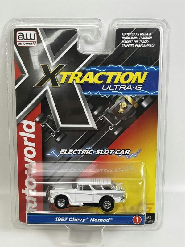 Auto World Slot Cars 1957 Chevy Nomad White HO Scale Slot Car X Traction Auto World SC368-1