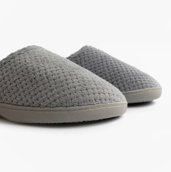 Totes Isotoner POPCORN TERRY Womens Mule Slippers Grey