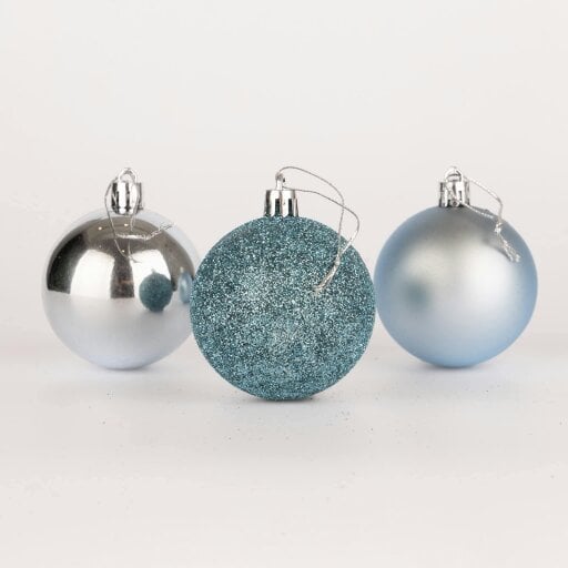 Shatchi Light Blue Shatterproof Christmas Baubles Set, 60mm Tree Decorations in 6 or 18 Pack Sizes