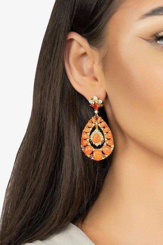 Latelita Paloma Fire Opal Drop Earrings Gold
