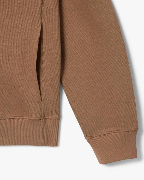 Lacoste Mens Zippered Stand - Up Collar Cotton Sweatshirt - Cookie SIX | CHO | Designer Mens Half Zip Sweatshirts