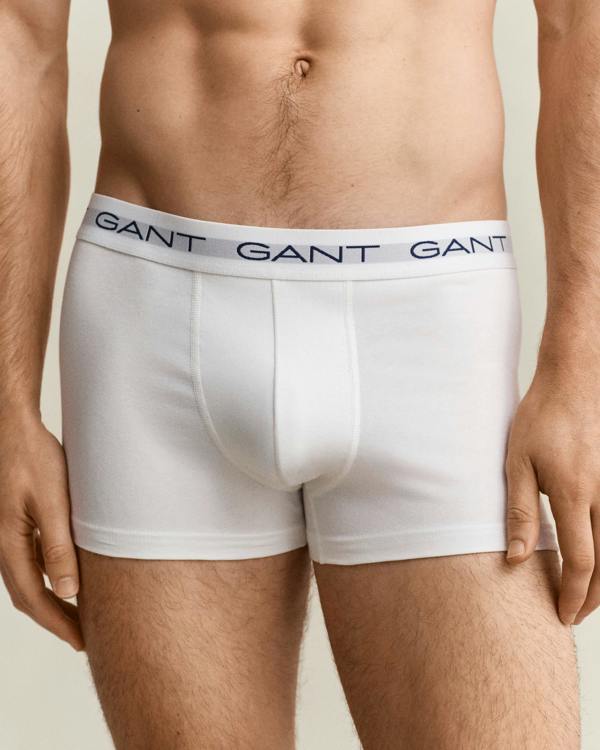 GANT Mens Slim Fit Stretch Cotton Jersey Trunks 5 - Pack - 110 White | CHO | Designer Mens Underwear