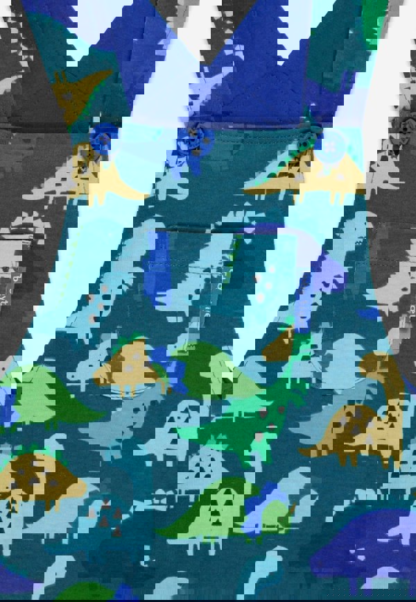 Organic Tonal Dinosaur Print Dungarees - Toby Tiger