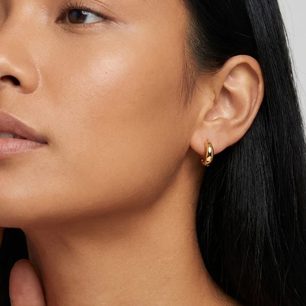 Teardrop Huggie Hoop Earrings in 18k Gold or Silver