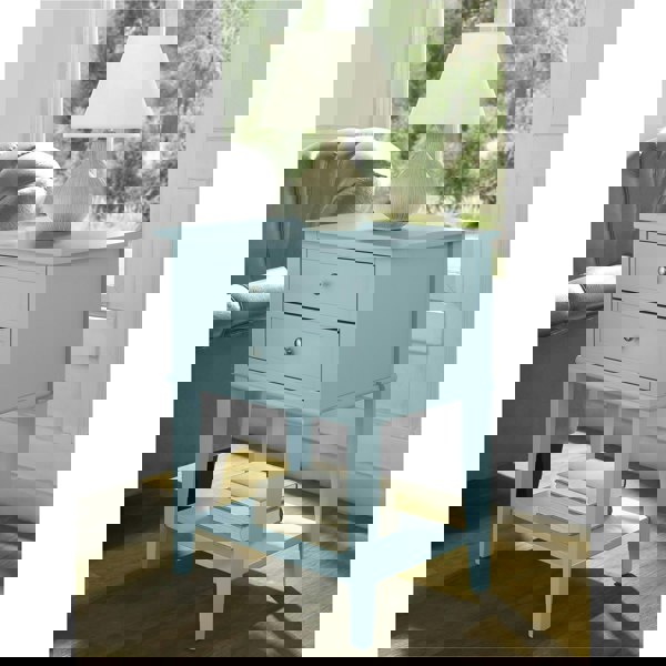 Dorel Home Franklin End Table with 2 Drawers Blue