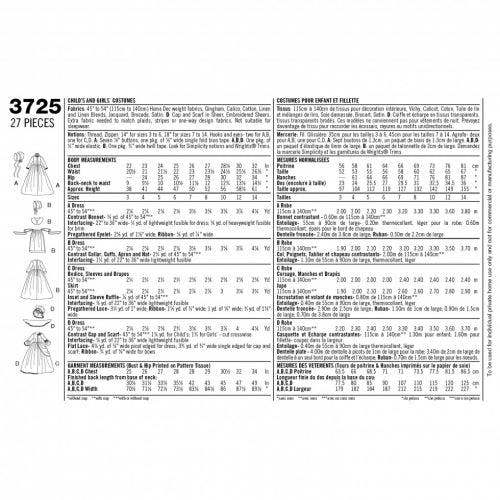Simplicity Sewing Pattern 3725, Costumes for Kids, Teenagers, Ages: 3-4-5-6  - Intermediate