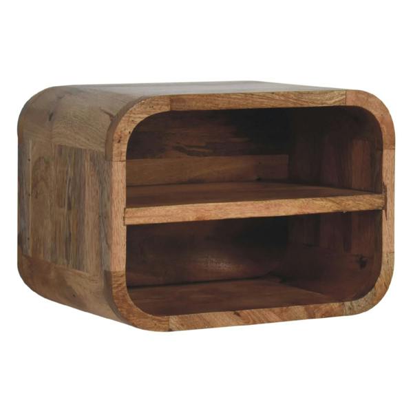 Artisan Furniture Solid Wood Oak-ish Floating Open Curve Bedside