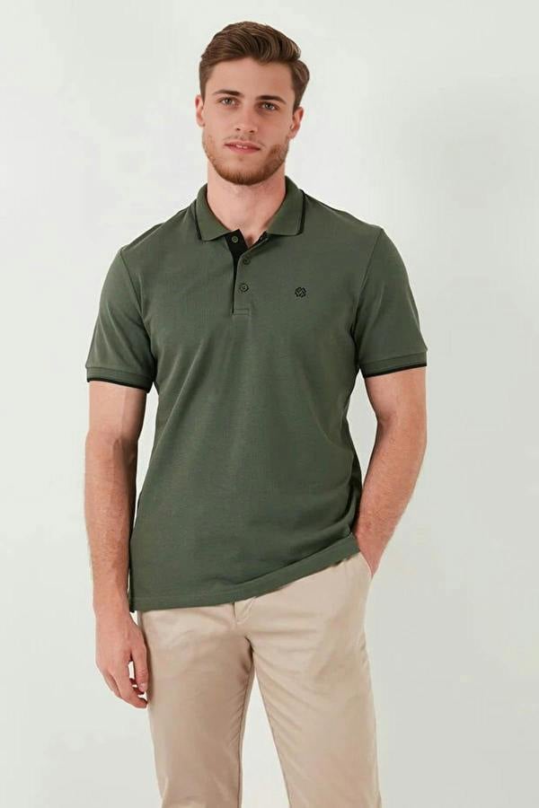 WOVCOR 100% Cotton Button-Down Regular Polo Collar Men's T-Shirt