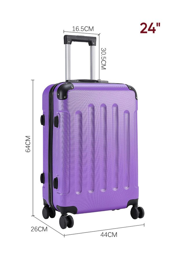 Living and Home Modern Hardside Spinner Suitcase with Combination Lock, 24" Purple