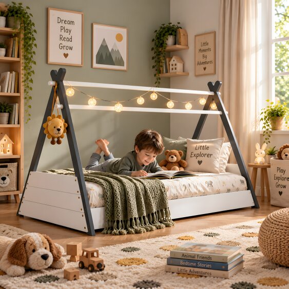 Maserri EXETER Montessori Style House Bed for Girls and Boys
