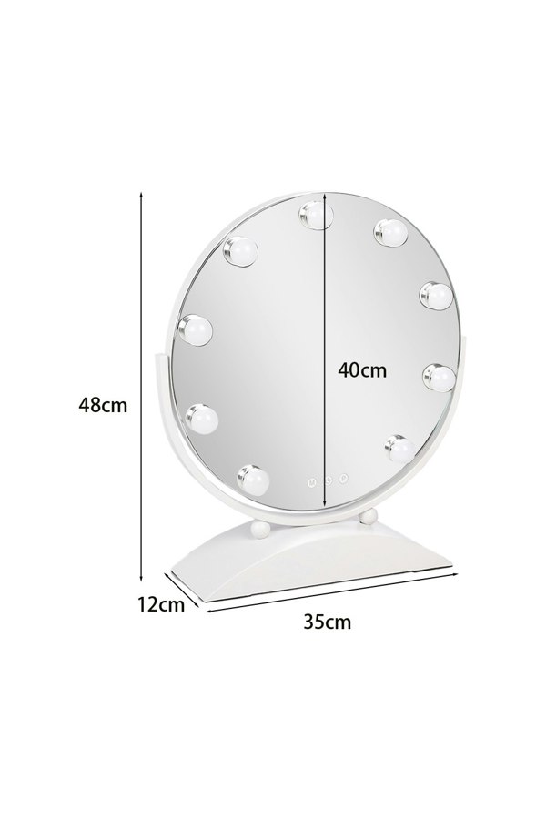 Living and Home Round Hollywood Vanity Mirror Makeup Mirror with LED Lights