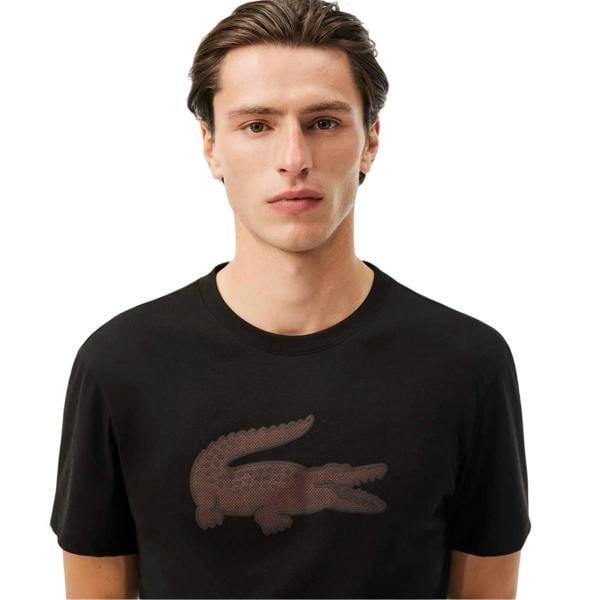 Lacoste Mens Logo Quick Dry Regular T-Shirt - Black - 