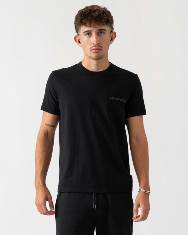 Emporio Armani 2 Pack Mens Loungewear Tops EM000391-AF10779 - Shade/Black M8014