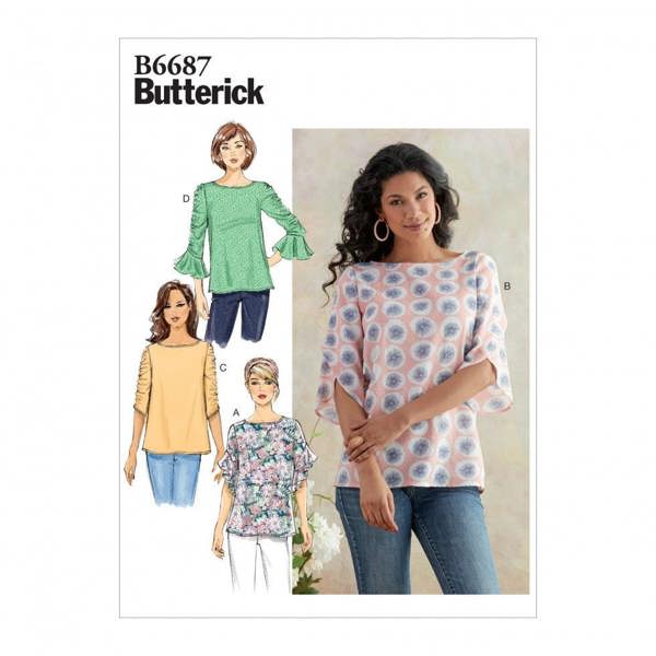 Butterick Sewing Pattern 6687, Tops for Women, Y (XSM-SML-MED) - Easy