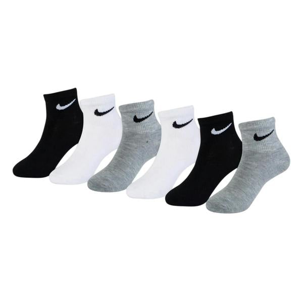 Nike Childrens/Kids Swoosh Trainer Socks (Pack of 6) - Grey/White/Black - 