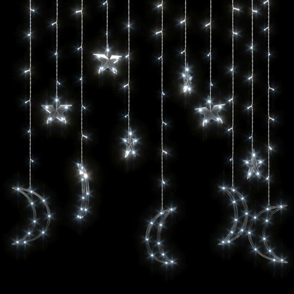 Berkfield Star and Moon Fairy Lights Remote Control 138 LED Cold White