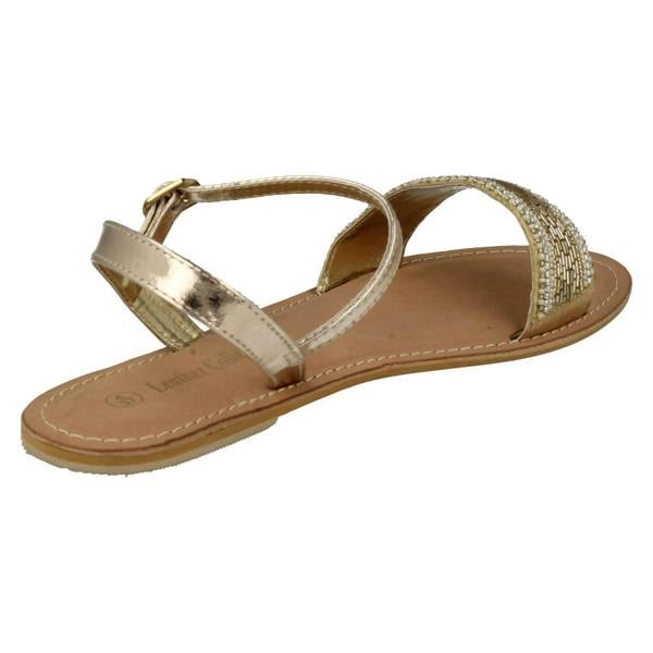 Spot On Ladies Spot On Leather Collection Beaded Sandals