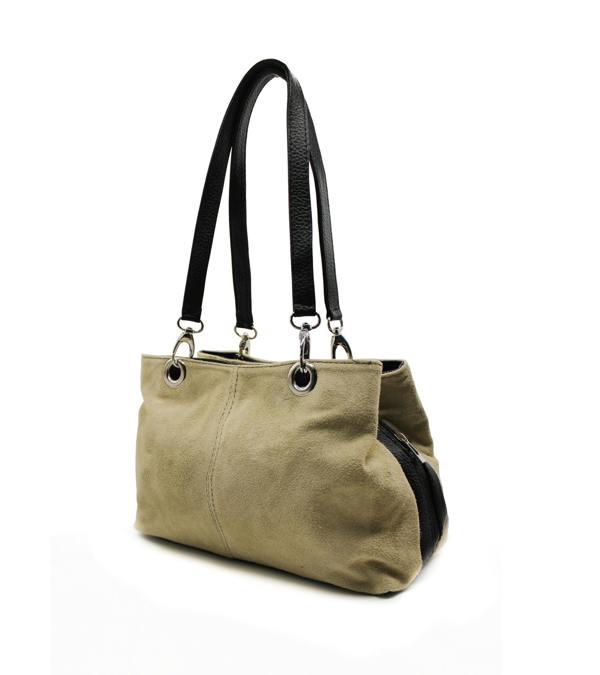 Kitise Real Italian Suede Vivid Colours Small 3 Compartments Tote Bag Stylish Shoulder Handbag