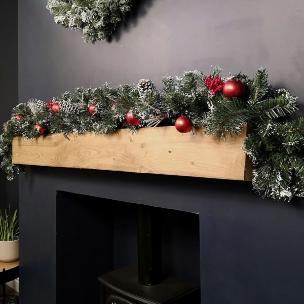 Samuel Alexander Premier 180cm (6ft) Festive Red Dressed Christmas Garland With Bows And Red Baubles